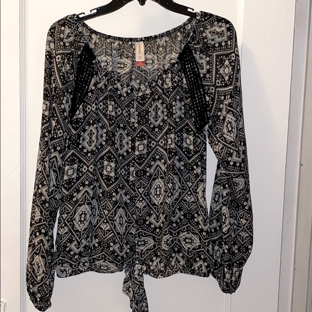 Black and white sheer blouse